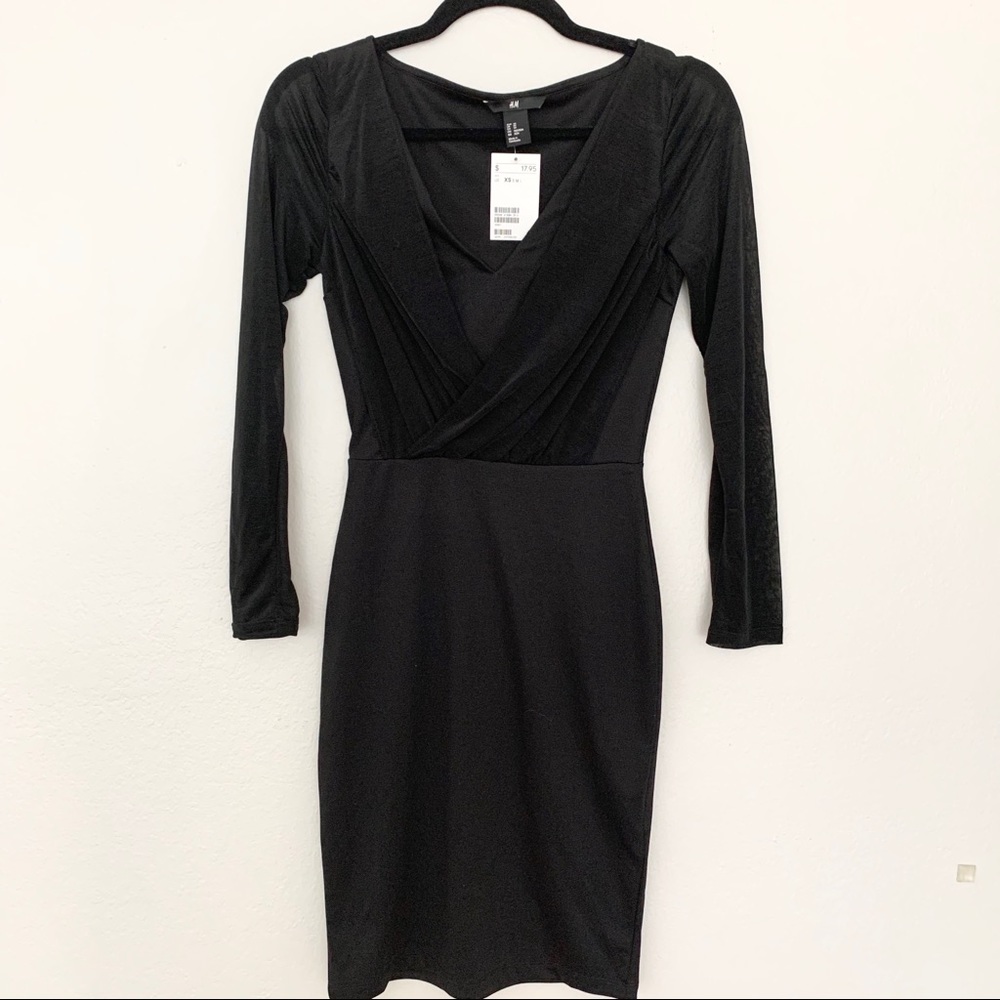 Black Dress with Sheer Sleeves + Overlay (Size XS)